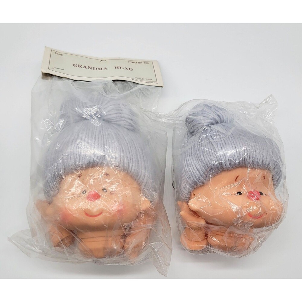 Wang's International Inc Doll Grandma Heads And Hands Lot Of 2